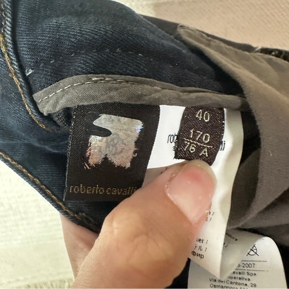 ROBERTO CAVALLI black snakeskin mid rise straight leg jeans 40 - Picture 5 of 11